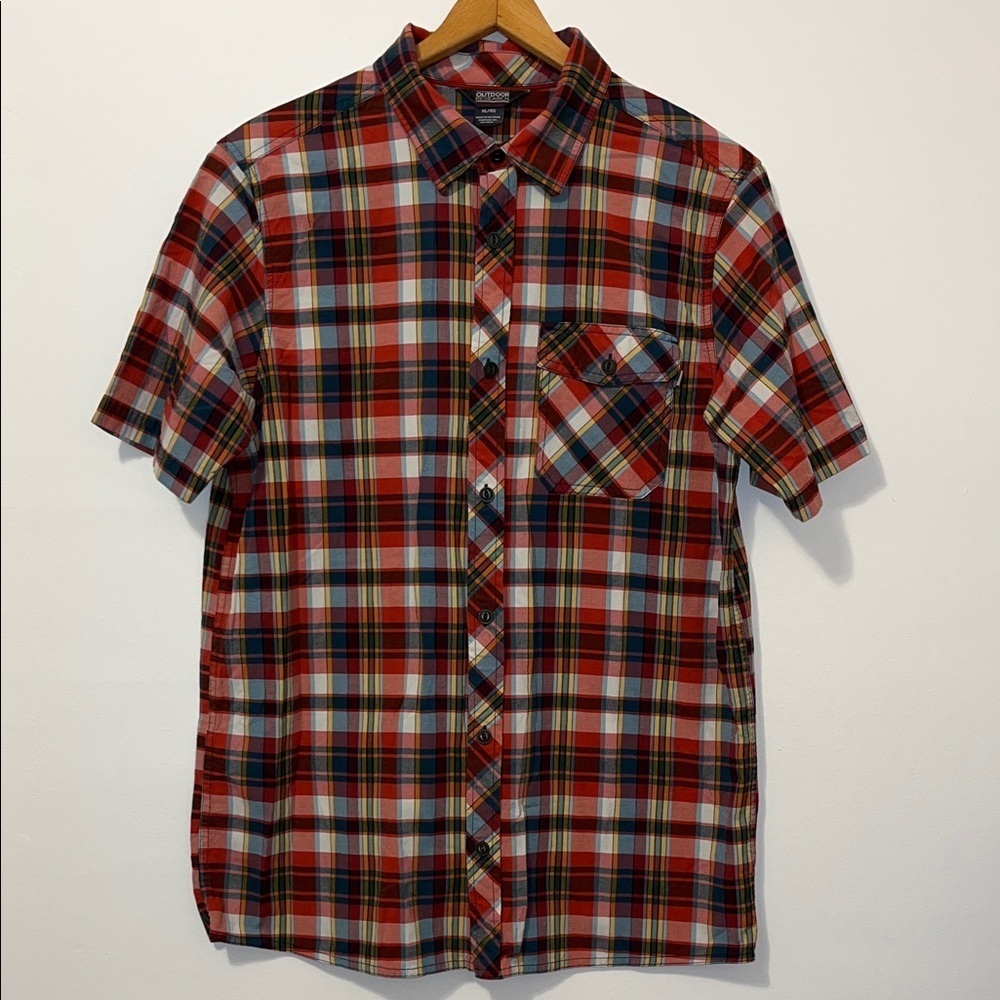 OUTDOOR RESEARCH Pale Ale Plaid Short Sleeve Button Down Tencel Nylon UPF 15 XL - Picture 3 of 7